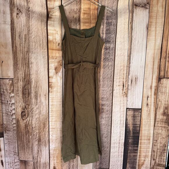 Rails Dress Clement Button-Front Belted Midi Linen Blend Green Minimalist S NWT - Picture 2 of 12